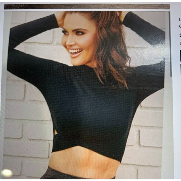 Kira Lifestyle Athletic Cropped Long Sleeve Tropical Print Active Top Size M - Picture 7 of 15